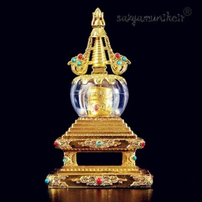 14.5cm Ancient Tibetan Buddhist Stupa  Copper Pagoda Buddha Tower Decor
