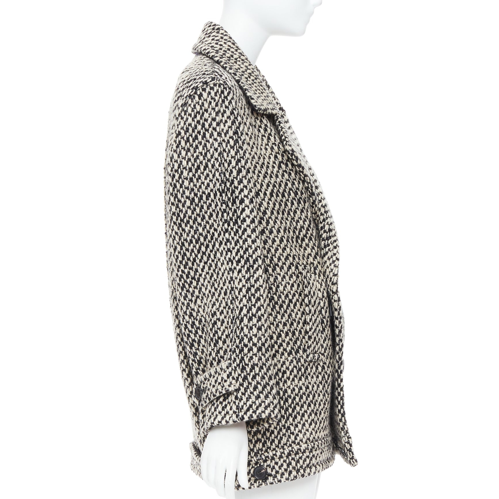 Cappotto oversize SAINT LAURENT 2022 Runway grigio tweed power spalla FR42 XL