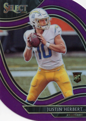 2020 Panini Select - Field Level Justin Herbert #344 Purple Prizm Die-Cut (RC)