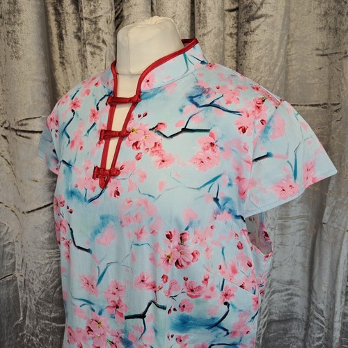 Joe Browns Mandarin Dress 18 Blue Pink Floral Knee Length Stretch - Picture 7 of 12