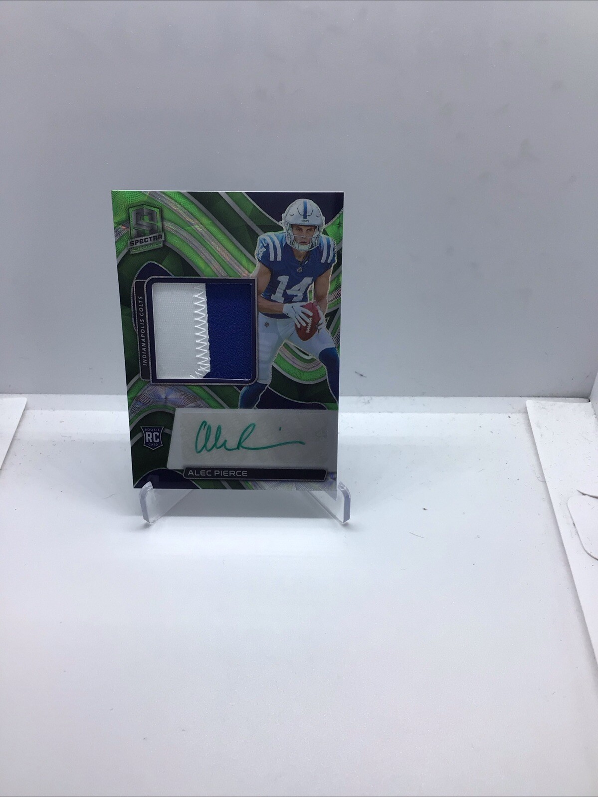 2022 Spectra 2 Color Patch Auto Green Alec Pierce Colts #'d 35/35