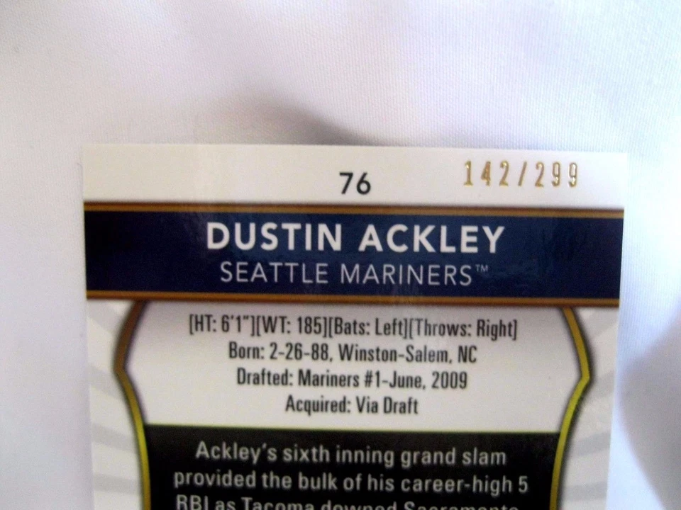 Dustin Ackley RC 2011 Topps Finest RC+ Rookie Green Refractors #101/199-Yankees  - Image 4 of 4