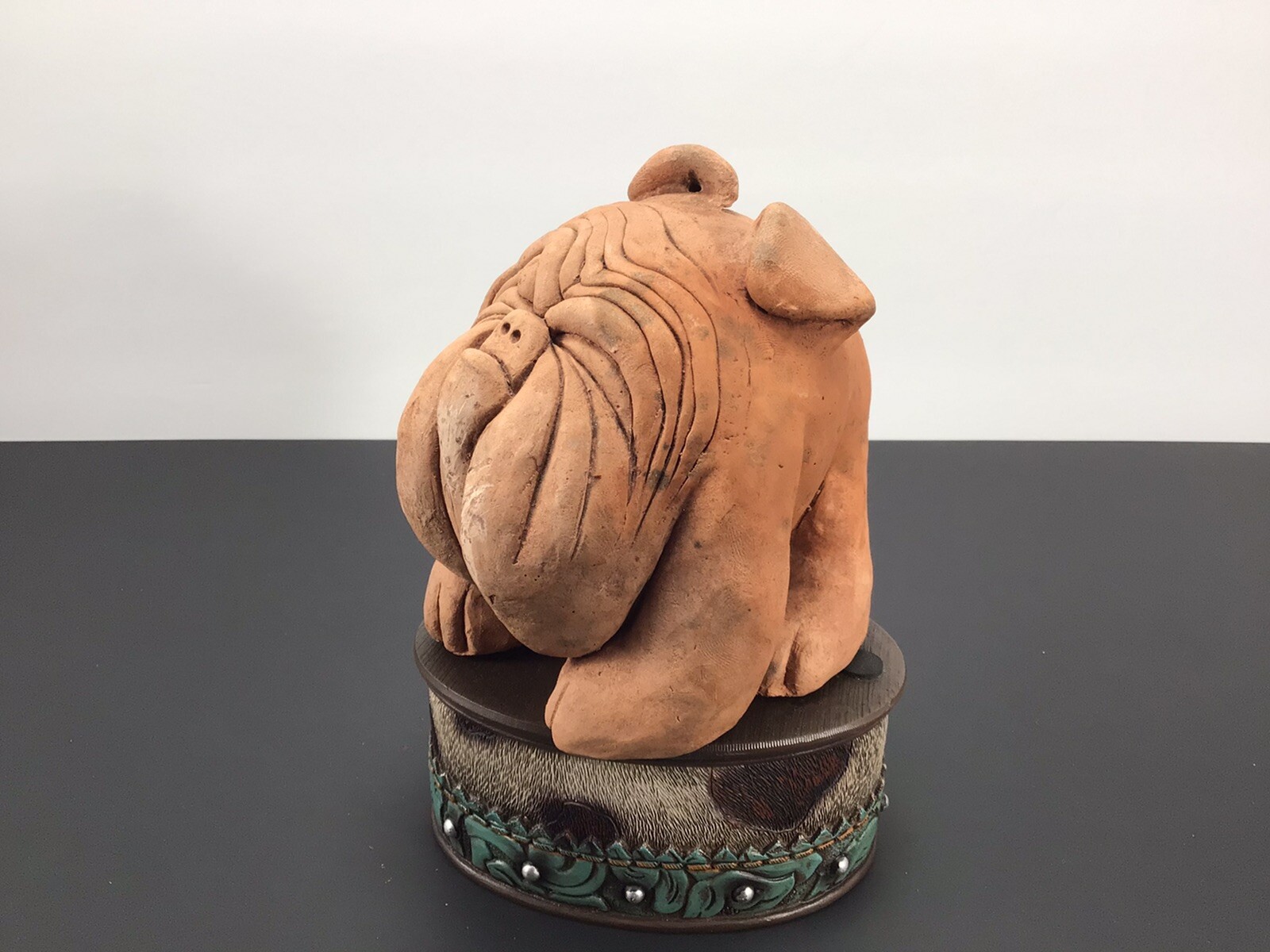 Vintage Terra Cotta Bulldog Sculpture Figurine 1973 Kersten Bros