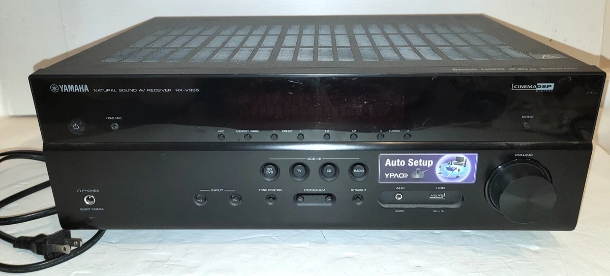 Yamaha RX-V385 5.1-Channel 4K Ultra HD AV Receiver w/ Bluetooth - WORKING TESTED