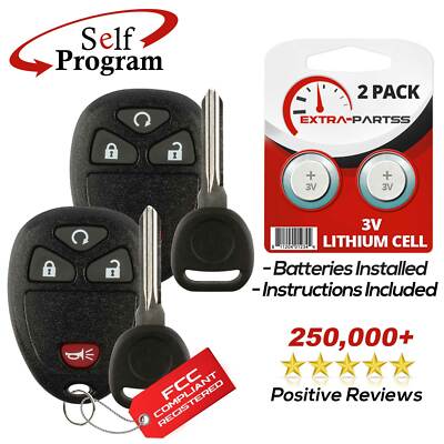 2 For 2007 2008 2009 2010 2011 2012 2013 Chevrolet Silverado Remote Fob + Key