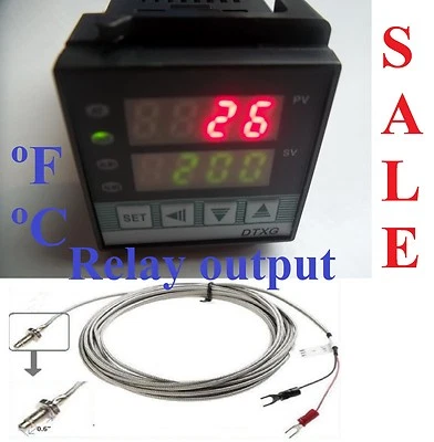 THERMOMART Dual Digital PID Temperature Controller Kiln Furnace Oven +Thermocouple Relay In