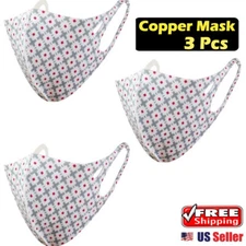 【 3 Pack 】 SW COPPER INFUSED FABRIC FACE MASK, Washable, Resuable, Fashionable
