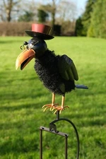 Rocking Balancing Dad Crow Rocker Garden Ornament Decoration Stake