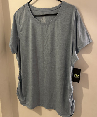 NWT Athletic Tee Women's Sky Heather Short Sleeve Ruched Side size xxxl/3xg