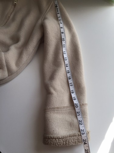 Old Navy Coat Size Medium Ladies Hoodie Beige Parka Fur 100 % Polyester Full Zip - Picture 11 of 12