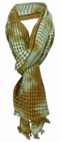 Tigertie Schal In GrüN Grau Rostbraun Gemustert Mit Kleinen Fransen -180 X 50 Cm
