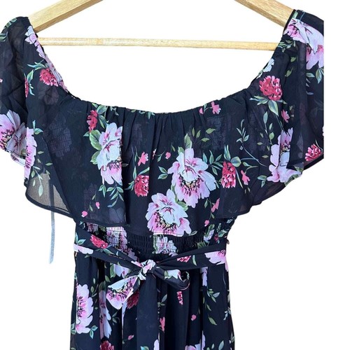 Yumi Kim Anthropologie Chantal Black Floral Maternity Midi Dress XXS 0 NWT - Picture 6 of 11