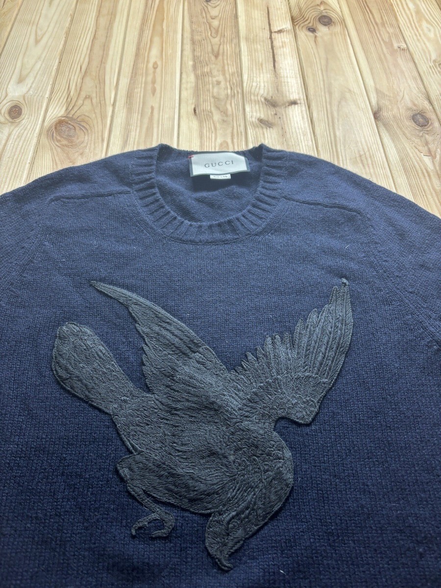 GUCCI/グッチ 鳥 ウール100％ クルーネック 薄手 長袖ニット GUCCI/グッチ 鳥 ウール100％ クルーネック 薄手 長袖ニット GUCCI