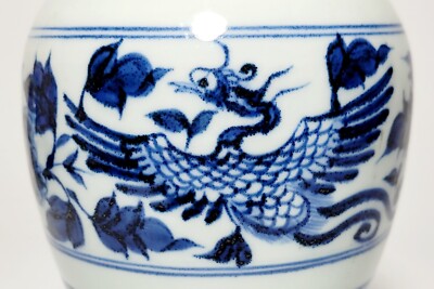 ED266 14thCen Yuan Blue White Meiping Phoenix Chinese Antique Auth