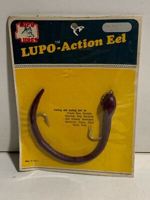Leurre Vintage Lupo Tackle - Orange Action Eel 1 Oz - Long Island City NY #361 - Neuf Boîte