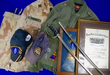 US Model 1902 Engraved Officer's Sword Scabbard Diploma Patch Uniform Hat Jacket