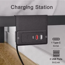 USB Port Set for Bed Frame, Specialty USB Charging Station Black (USB Port Only)