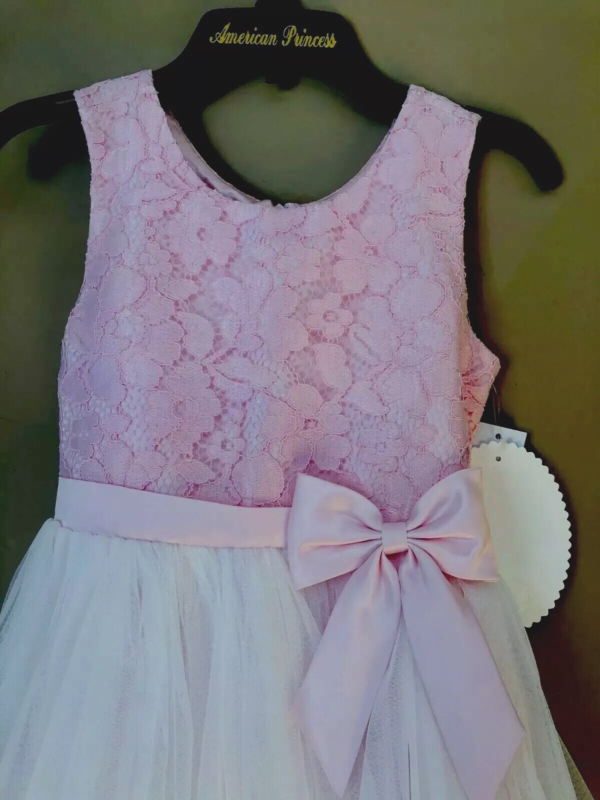 Vestido de fiesta NWT American Princess Rosa y Blanco para niñas