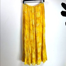  R9 Carole Little 80s Vintage Yellow Floral Maxi Skirt, Size 12, Made in USA