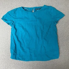 Woolovers blue Linen blend Short-Sleeved Top T-Shirt boxy size large