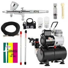 OPHIR 3Tip Nozzles Airbrush Kit Air Compressor with Tank f Model Craft Painting
