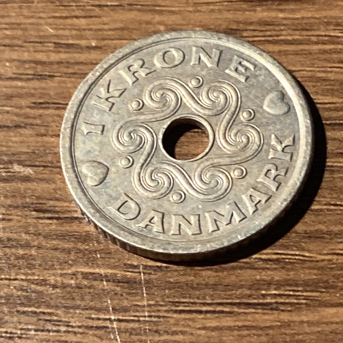 デンマーク硬貨【1クローネ 20枚(1992年)】 約20mm デンマーク