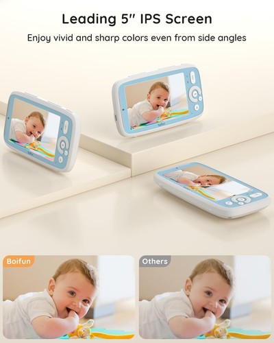 BOIFUN 5" PTZ Video Baby Monitor with Night Vision,VOX Function,2-Way Audio,UK - Picture 5 of 10