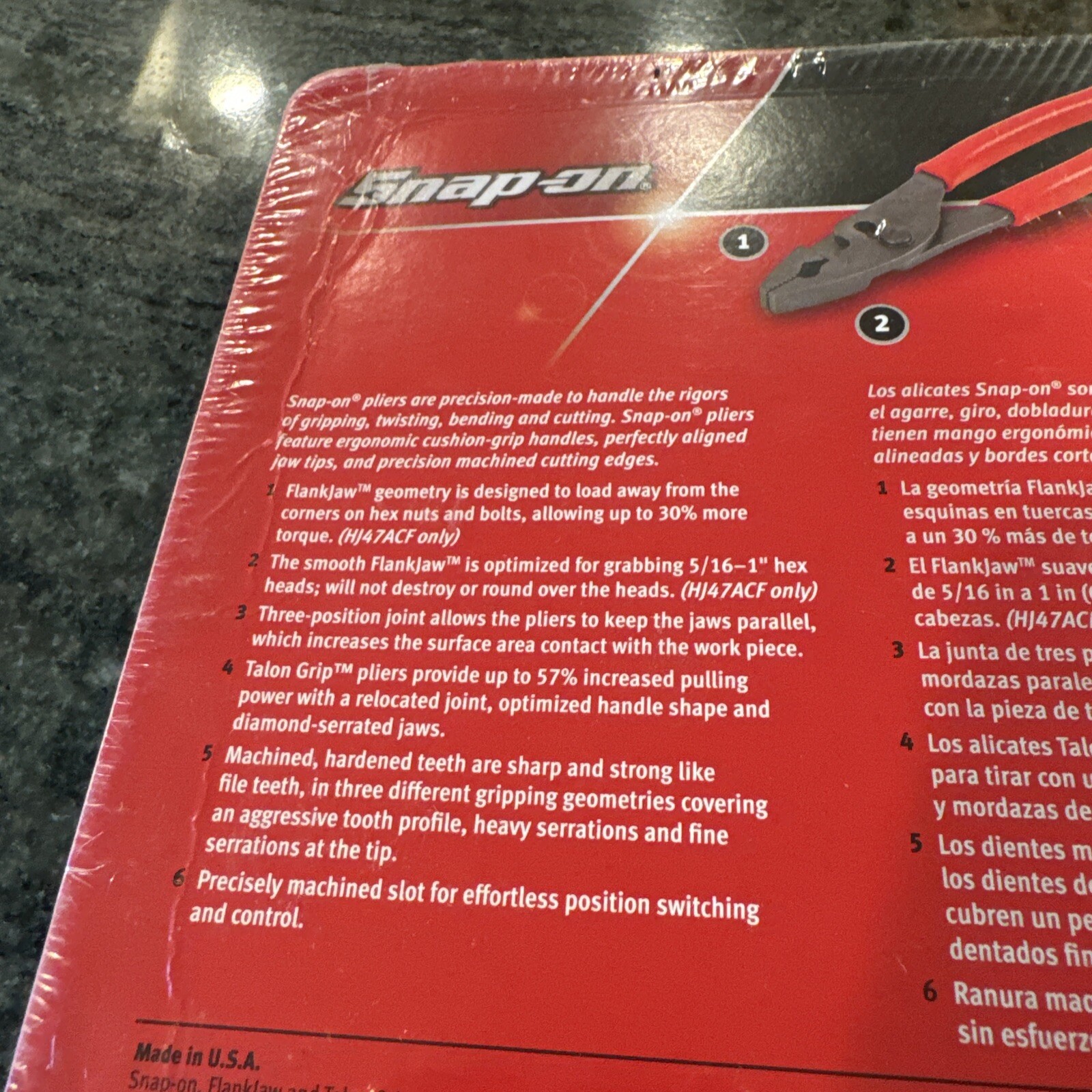 Snap On pl347acf 3 piece talon grip slip joint pliers set red sealed | eBay