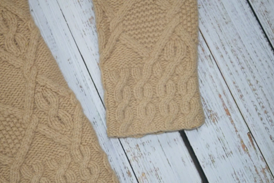 WILLI SMITH TEJIDO A MANO LANA DE CORDERO ANGORA SUÉTER JERSEY GRUESO TEJIDO AVENA TALLA M Foto 4 de 4