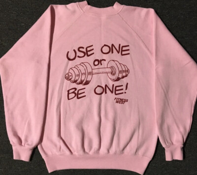 Vtg 80s Use A Weight Or Be One Faded Gym Sweatshirt S Weight Lifting Grunge Joke