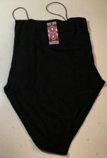 BOOHOO WOMEN'S EVE RIB SKINNY STRAP SQUARE NECK BODYSUIT BLACK SIZE 10 NWT  
