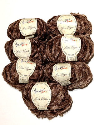 7 Soft Sparkly Skeins! Zegna Baruffa Italian WOOL  Las Vegas Blend Marrone 6001