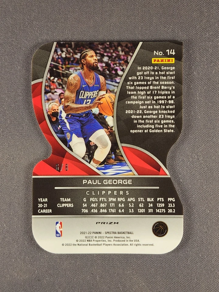 2021-22 Panini Spectra #14 Paul George /8 Universal Die Cut Los Angeles Clippers - Image 2 of 4