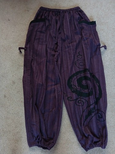 Purple Baggy Harem Pants Boho Hippie Yoga Ali Baba Palazzo Trousers Mens Womens - Picture 9 of 13