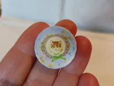 Miniature dollhouse porcelain transferware Victorian Cat Plate, 1:12 scale
