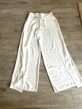 Zara New wide leg layer trousers in white, Size M