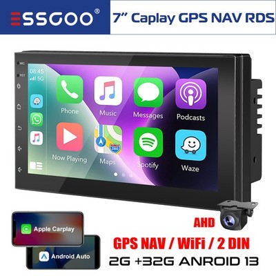 Carplay Autoradio 7 Zoll 2 DIN Android 13 32G Bluetooth GPS SAT NAV WiFi RDS KAM