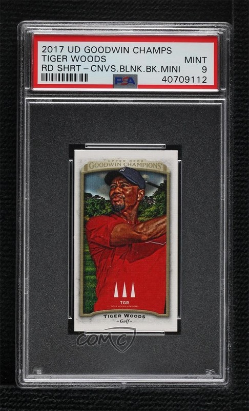 2017 Upper Deck Goodwin Champions Canvas Mini Blank Back Tiger Woods PSA 9 MINT