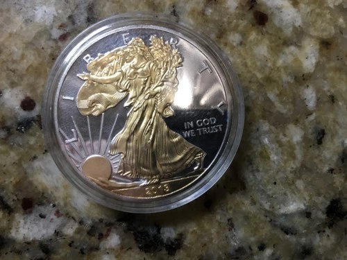 2013 1 ounce fine silver WALKING LIBERTY $1 with gold gliding