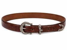 Vintage Brighton Leather Belt S 90s Croc Embossed Western Coastal Cowgirl USA