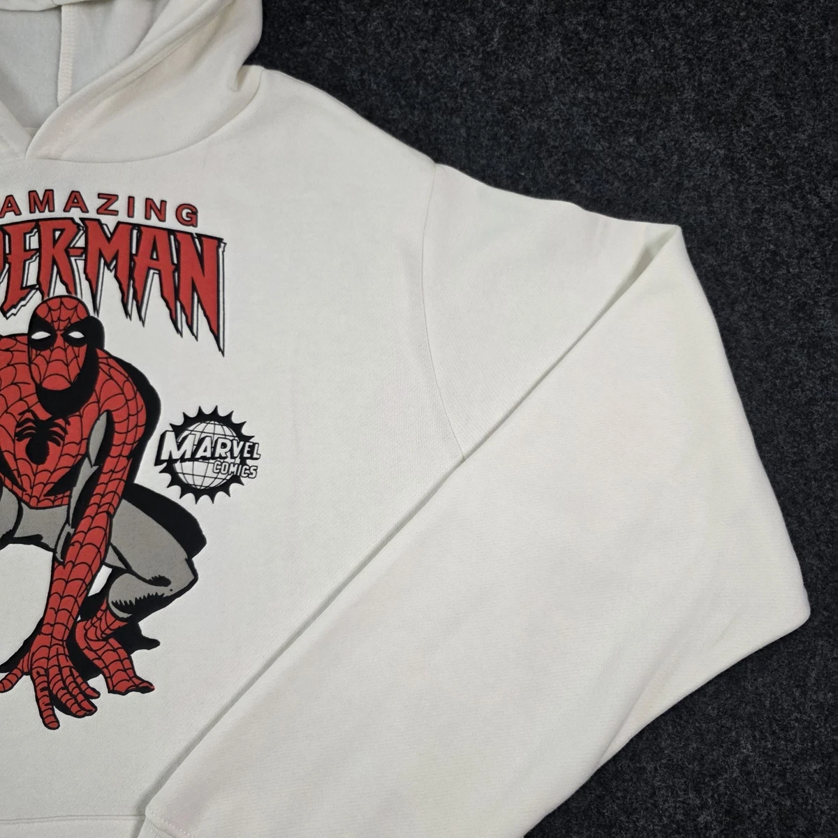 Marvel Amazing Spider-Man Sudadera con Capucha Para Hombre Mediana Crema Gráfico Polar Pullover