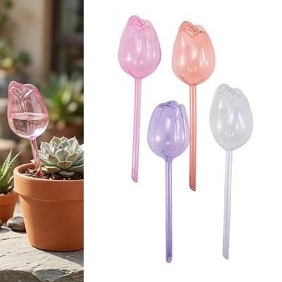Pack de 4 ampoules à arrosage pour plantes design tulipe PVC automatique pour i - Photo 1/4