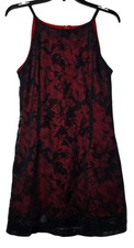 LA Belle Juniors Sleeveless Mini Dress 9 Y2K Lace Vamp Witchy Dark Floral Date