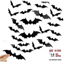DIYASY Bats Wall Decor, 120 Pcs 3D Bat Halloween Decoration Stickers for Home