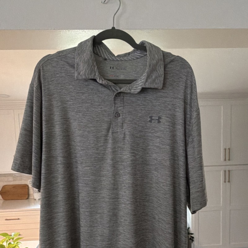 Under Armour HeatGear Men’s 2XL Big & Tall Loose Gray Solid Polo Shirt
