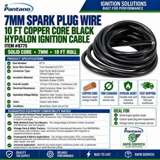 7mm Spark Plug Wire 10 Ft Roll Copper Core Black Hypalon Ignition Cable 8775 7mm Spark Plug Wire 10 Ft Roll Copper Core Black Hypalon Ignition Cable 8775