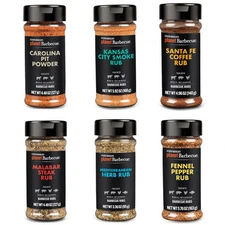 Steven Raichlen's Planet Barbecue Gourmet BBQ Rubs & Spices 6 Pack - Grill Se...