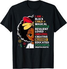 Black History Month African American Girls Kids Melanin T-Shirt