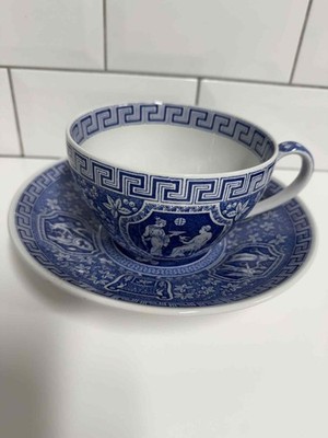Spode Copeland blau griechisch Vintage Tasse & Untertasse NEUWERTIG atemberaubend 