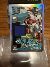 SAQUON BARKLEY 🔥 SP 2019 Panini Donruss Optic Threads Silver Prizm Player Worn